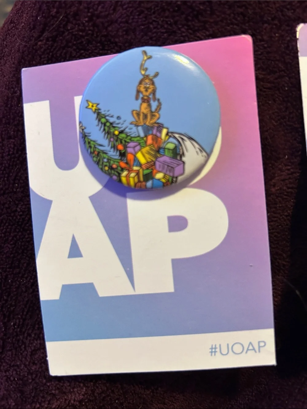 Universal Purple Gradient Holiday Pin Set with Gift Artwork